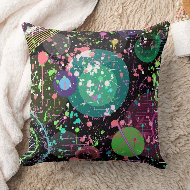 Flying Through Space: A Maximalist Abstract  Cushion (Blanket)