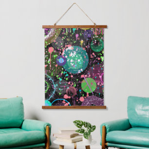 Flying Through Space: A Maximalist Abstract  Hanging Tapestry