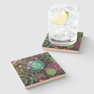 Flying Through Space: A Maximalist Abstract Stone Coaster