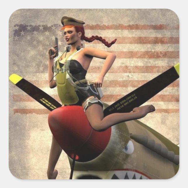 Flying Tiger Square Sticker (Front)