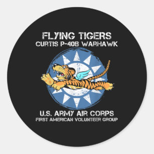 Flying Tigers Curtis P-40b Warhawk World War 2 Air Classic Round Sticker