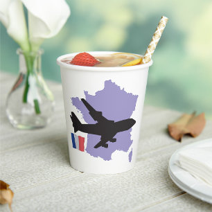 Flying To France Paper Cups