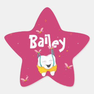 Flying Tooth Sparkly Magical Pink Star Sticker