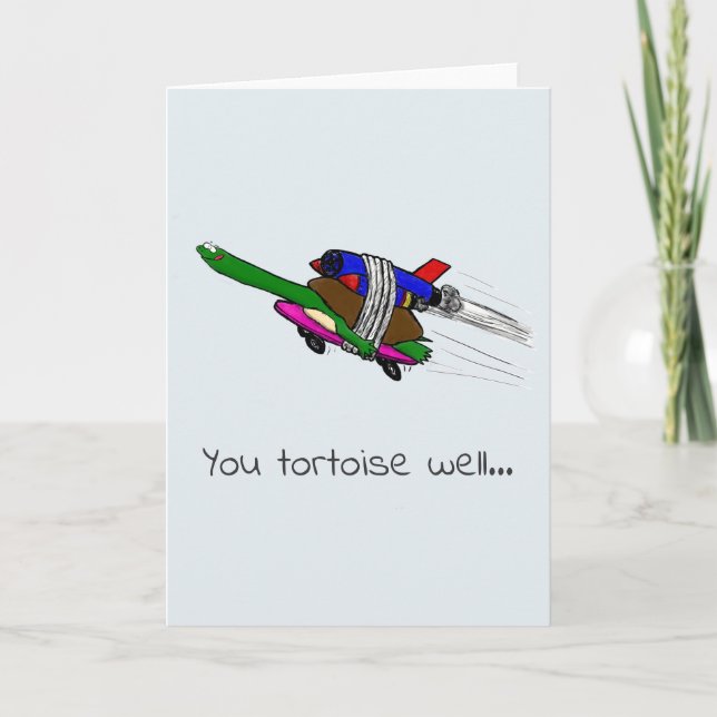 flying tortoise funny card. thank you card (Front)