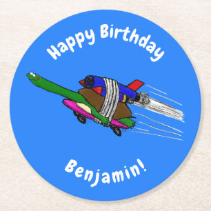 Flying tortoise round paper coaster