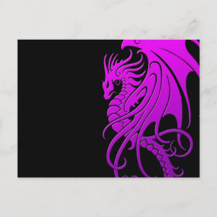 Flying Tribal Dragon - purple on black Postcard