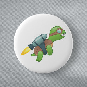 Flying Turtle with a Jetpack 6 Cm Round Badge