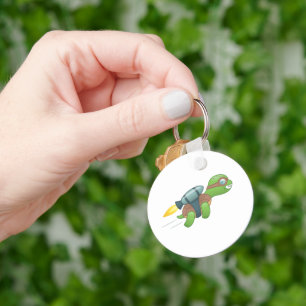 Flying Turtle with a Jetpack Key Ring
