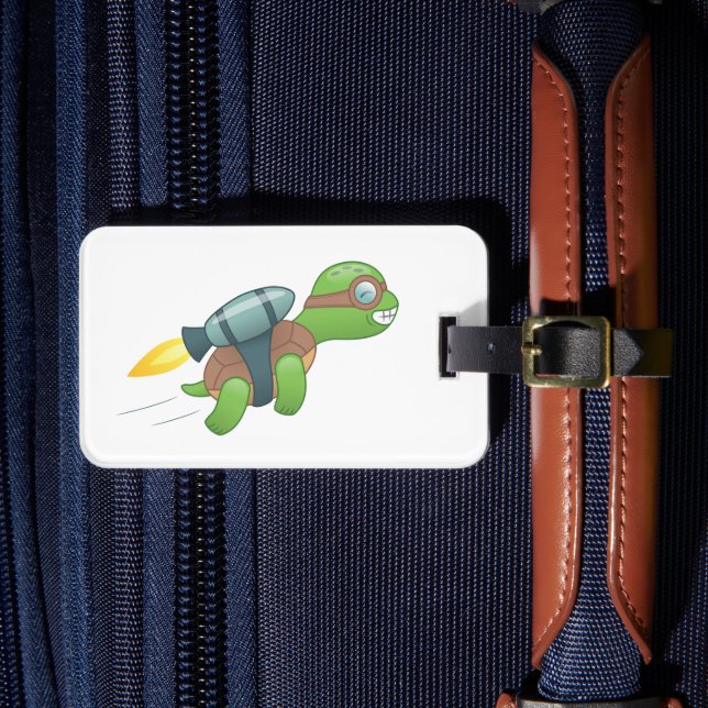 Flying Turtle with a Jetpack Luggage Tag (Front Insitu 4)