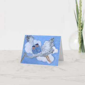 Flying Twin Boys Riding a Stork:Susan Payne-Trutna Card
