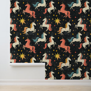 Flying Unicorn & Starts Chalk Drawing Pattern  Wallpaper