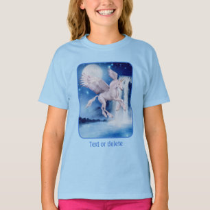 Flying Unicorn Waterfall Fantasy Horse Art T-Shirt