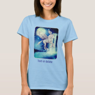 Flying Unicorn Waterfall Fantasy Horse Art T-Shirt