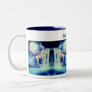 Flying Unicorn Waterfall Fantasy Personalised Two-Tone Coffee Mug