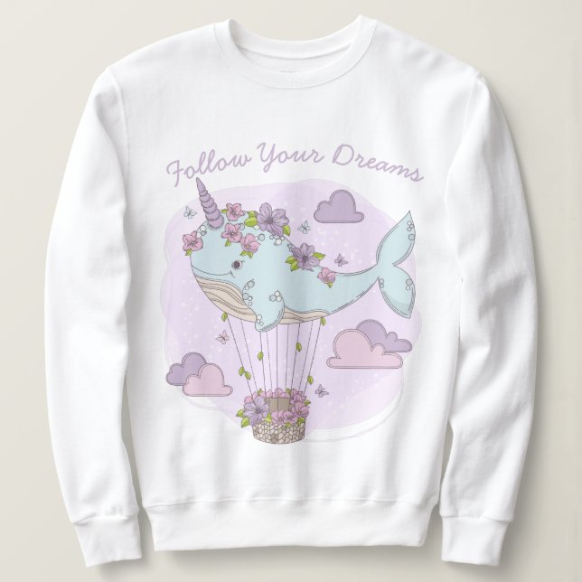 Flying Unicorn Whale Sweatshirt (Design Front)