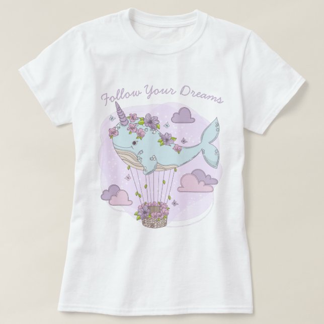 Flying Unicorn Whale T-Shirt (Design Front)