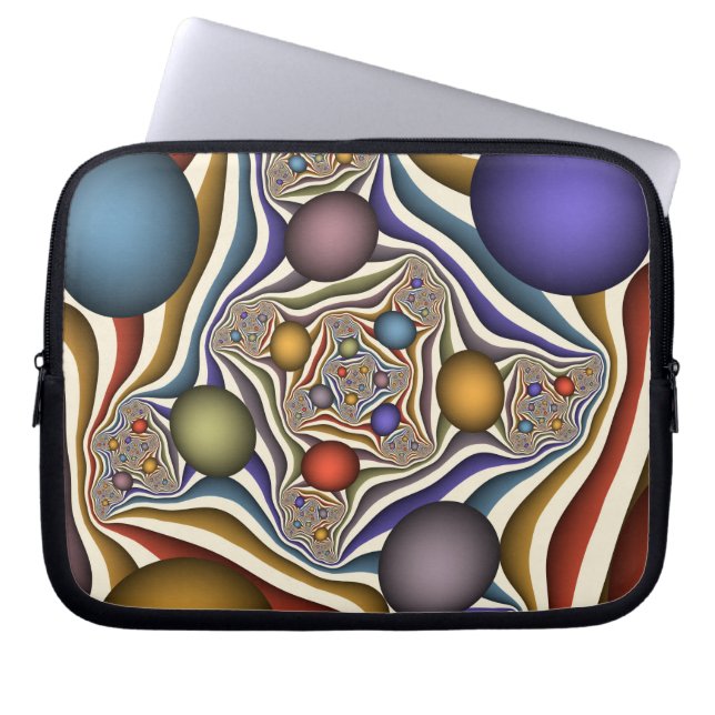 Flying Up, Colorful, Modern, Abstract Fractal Art Laptop Sleeve (Front)