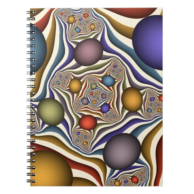 Flying Up Colorful Modern Abstract Fractal Art Notebook (Front)