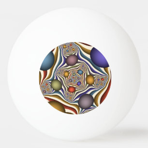 Flying Up, Colorful Modern Abstract Fractal Art Ping Pong Ball