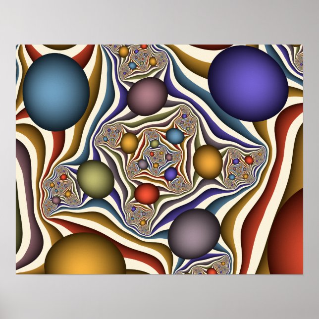 Flying Up, Colorful, Modern, Abstract Fractal Art Poster (Front)