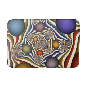 Flying Up, Colourful, Modern, Abstract Fractal Art Bath Mat
