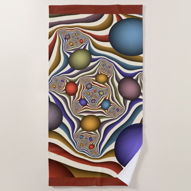 Flying Up, Colourful, Modern, Abstract Fractal Art Beach Towel (Front)