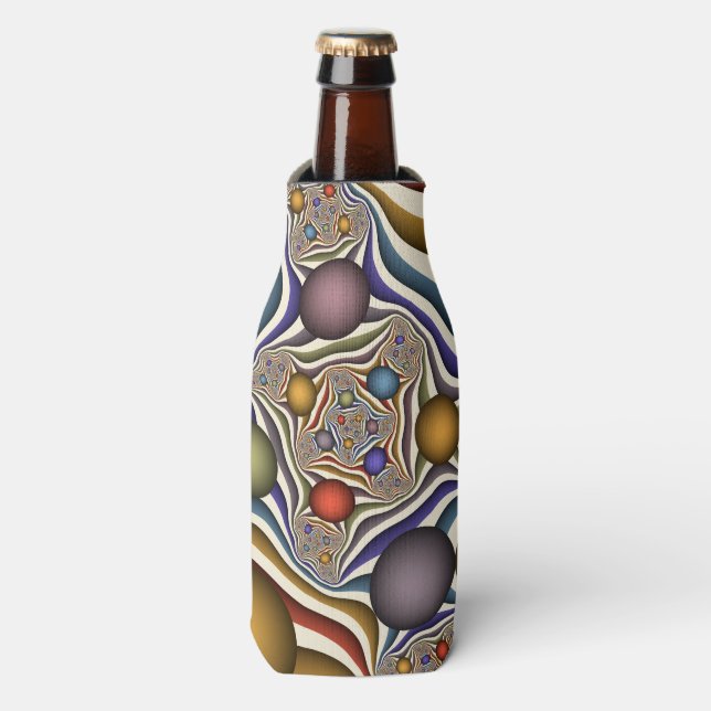 Flying Up Colourful Modern Abstract Fractal Art Bottle Cooler (Bottle Front)
