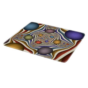 Flying Up, Colourful, Modern, Abstract Fractal Art Cutting Board