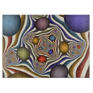 Flying Up, Colourful, Modern, Abstract Fractal Art Cutting Board