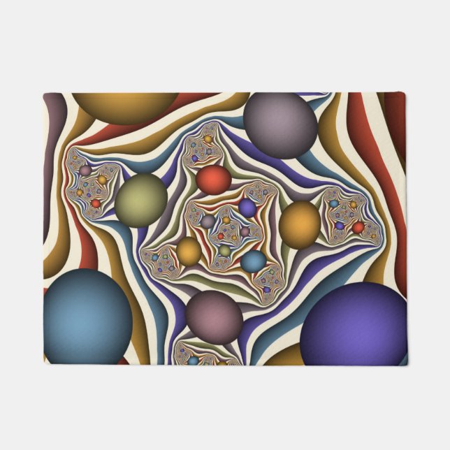 Flying Up Colourful Modern Abstract Fractal Art Doormat (Front)