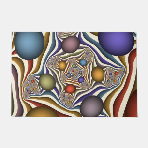 Flying Up, Colourful Modern Abstract Fractal Art Doormat
