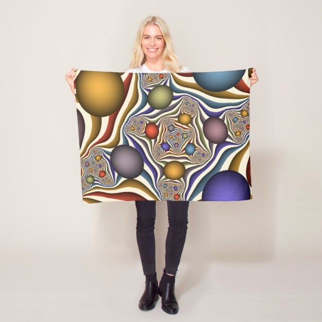Flying Up, Colourful, Modern, Abstract Fractal Art Fleece Blanket (In Situ)