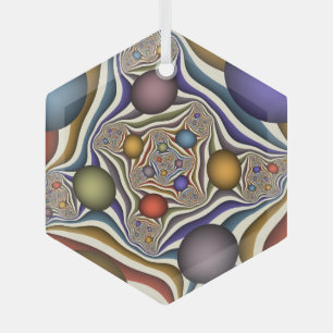 Flying Up Colourful Modern Abstract Fractal Art Glass Tree Decoration