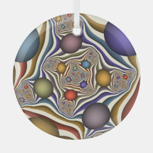 Flying Up Colourful Modern Abstract Fractal Art Glass Tree Decoration