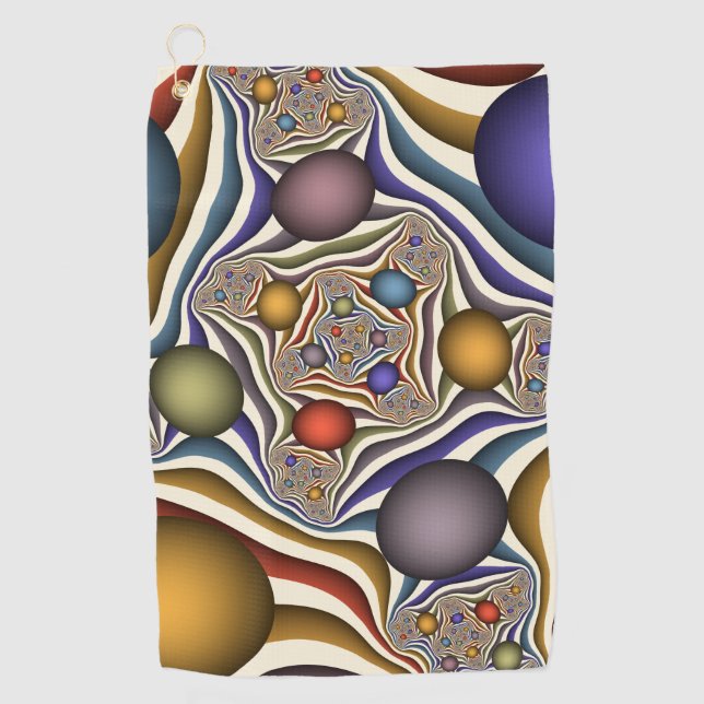 Flying Up Colourful Modern Abstract Fractal Art Golf Towel (Front)