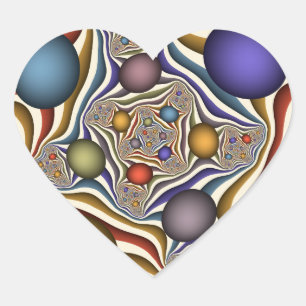Flying Up, Colourful Modern Abstract Fractal Art Heart Sticker