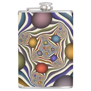 Flying Up Colourful Modern Abstract Fractal Art Hip Flask