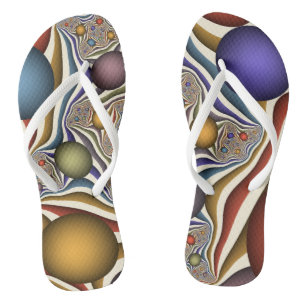 Flying Up, Colourful, Modern, Abstract Fractal Art Jandals