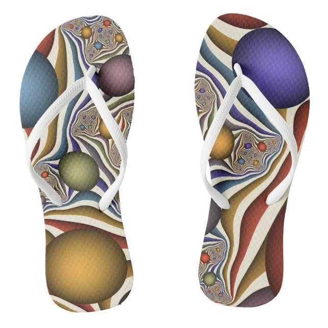 Flying Up, Colourful, Modern, Abstract Fractal Art Jandals (Footbed)