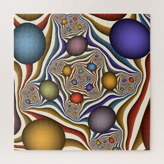Flying Up, Colourful Modern Abstract Fractal Art Jigsaw Puzzle (Vertical)
