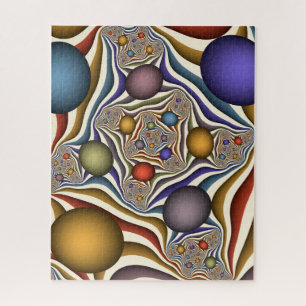 Flying Up, Colourful Modern Abstract Fractal Art Jigsaw Puzzle
