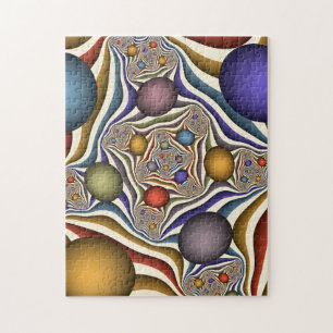 Flying Up, Colourful Modern Abstract Fractal Art Jigsaw Puzzle