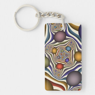 Flying Up, Colourful Modern Abstract Fractal Art Key Ring