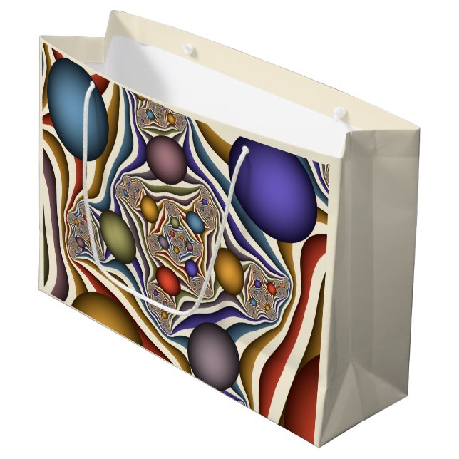 Flying Up Colourful Modern Abstract Fractal Art Large Gift Bag (Front Angled)