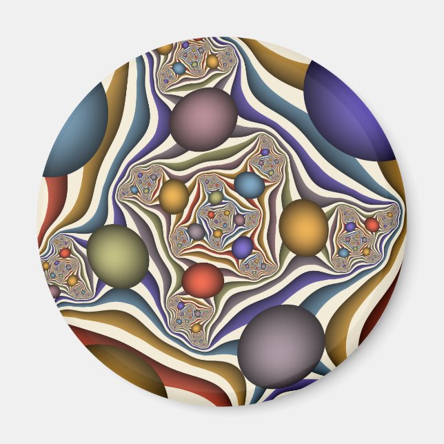 Flying Up Colourful Modern Abstract Fractal Art Magnet (Front)