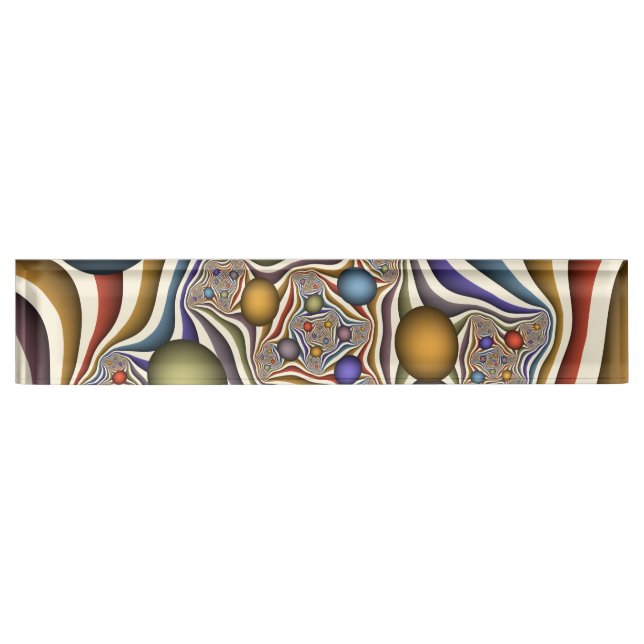 Flying Up, Colourful Modern Abstract Fractal Art Nameplate (Front)