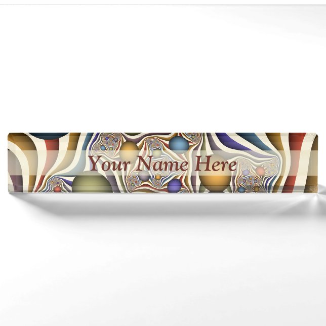 Flying Up, Colourful Modern Abstract Fractal Art Nameplate (Front)