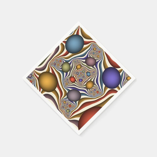 Flying Up, Colourful, Modern, Abstract Fractal Art Napkin (Corner)