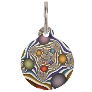 Flying Up Colourful Modern Abstract Fractal Art Pet Tag