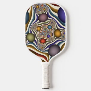 Flying Up, Colourful Modern Abstract Fractal Art Pickleball Paddle
